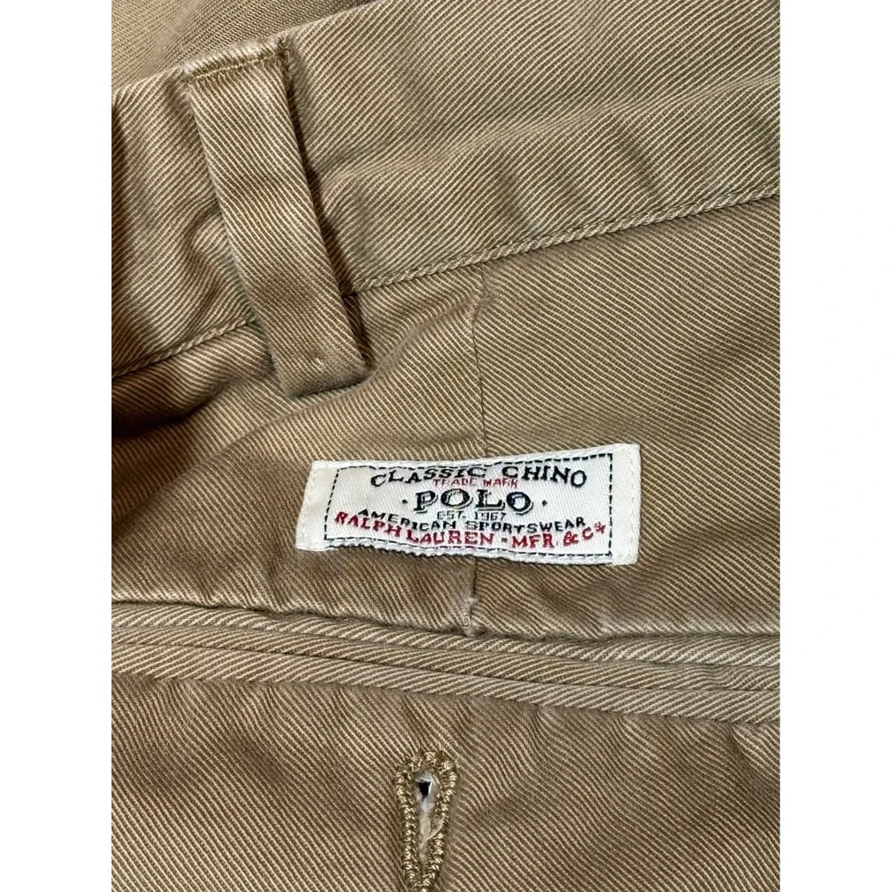 Vintage Polo Ralph Lauren Classic Chino Pants Mens 34x30 Tan Khaki Straight Leg